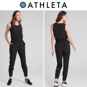 Athleta Hillside Romper Women's Jumpsuit Featherweight Sleeveless Black Size 14